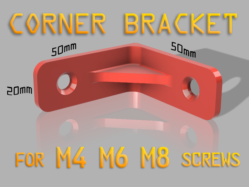 Corner bracket for M4, M6, M8 screws