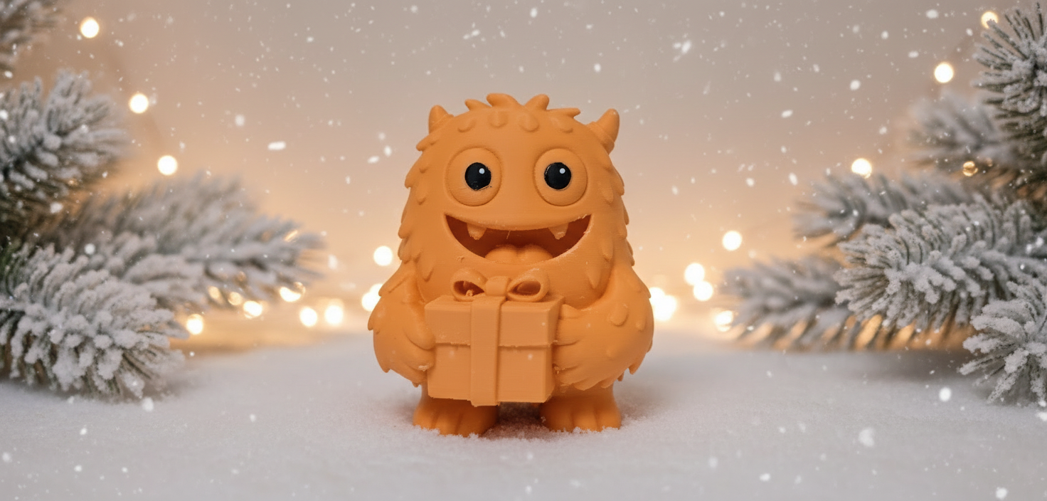 Furry Monster Gift Giver Christmas Figurine