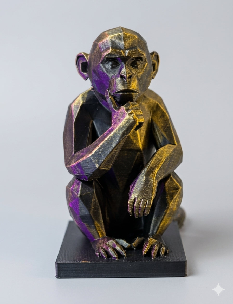 Miniatura 4 do modelo 3D Low-Poly Thinking Monkey - Geometric Philosopher Chimp