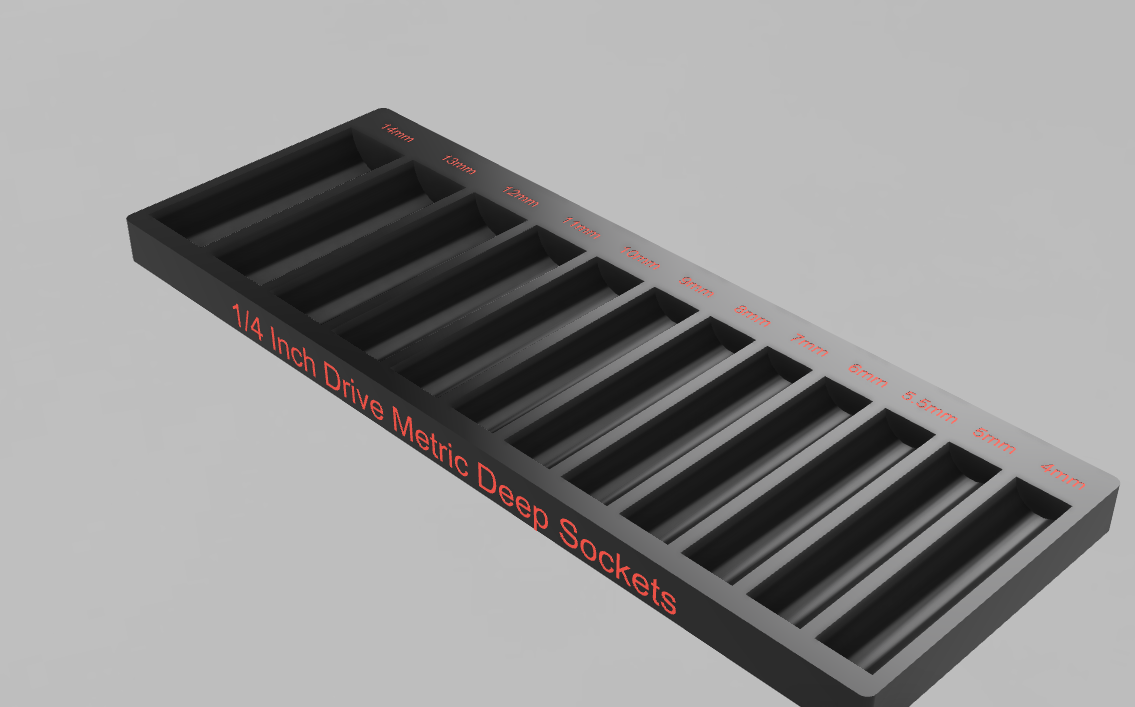 ¼ Inch Drive Metric Deep Socket Organizer