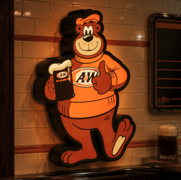 A&W Retro Root Beer Bear LED Lightbox