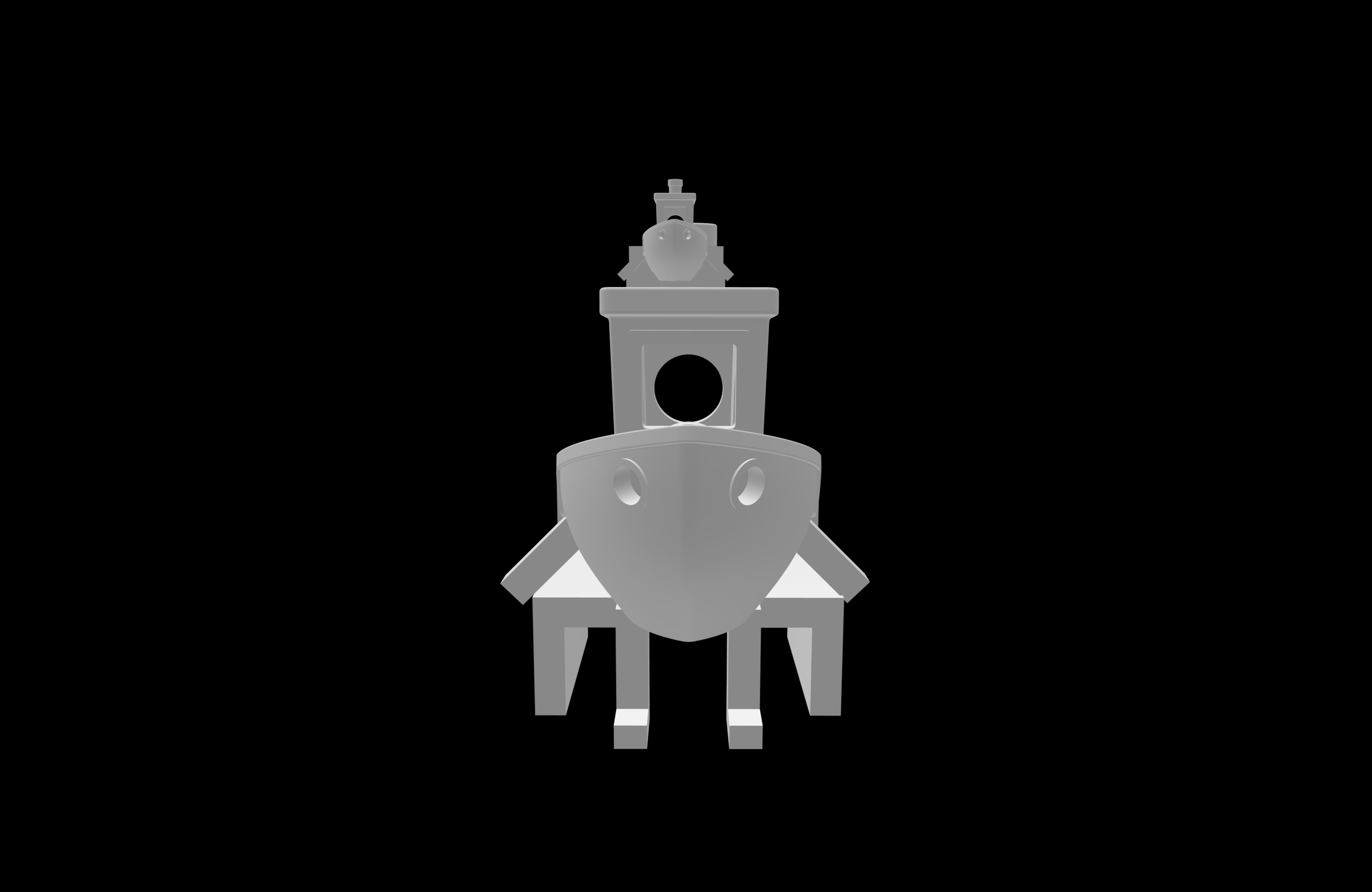 Benchy sitting on a bench that also has a Benchy sitting on a bench