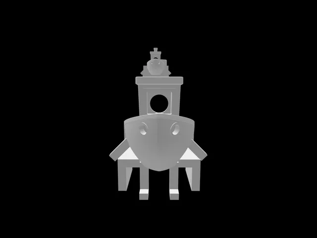 Benchy sitting on a bench that also has a Benchy sitting on a bench