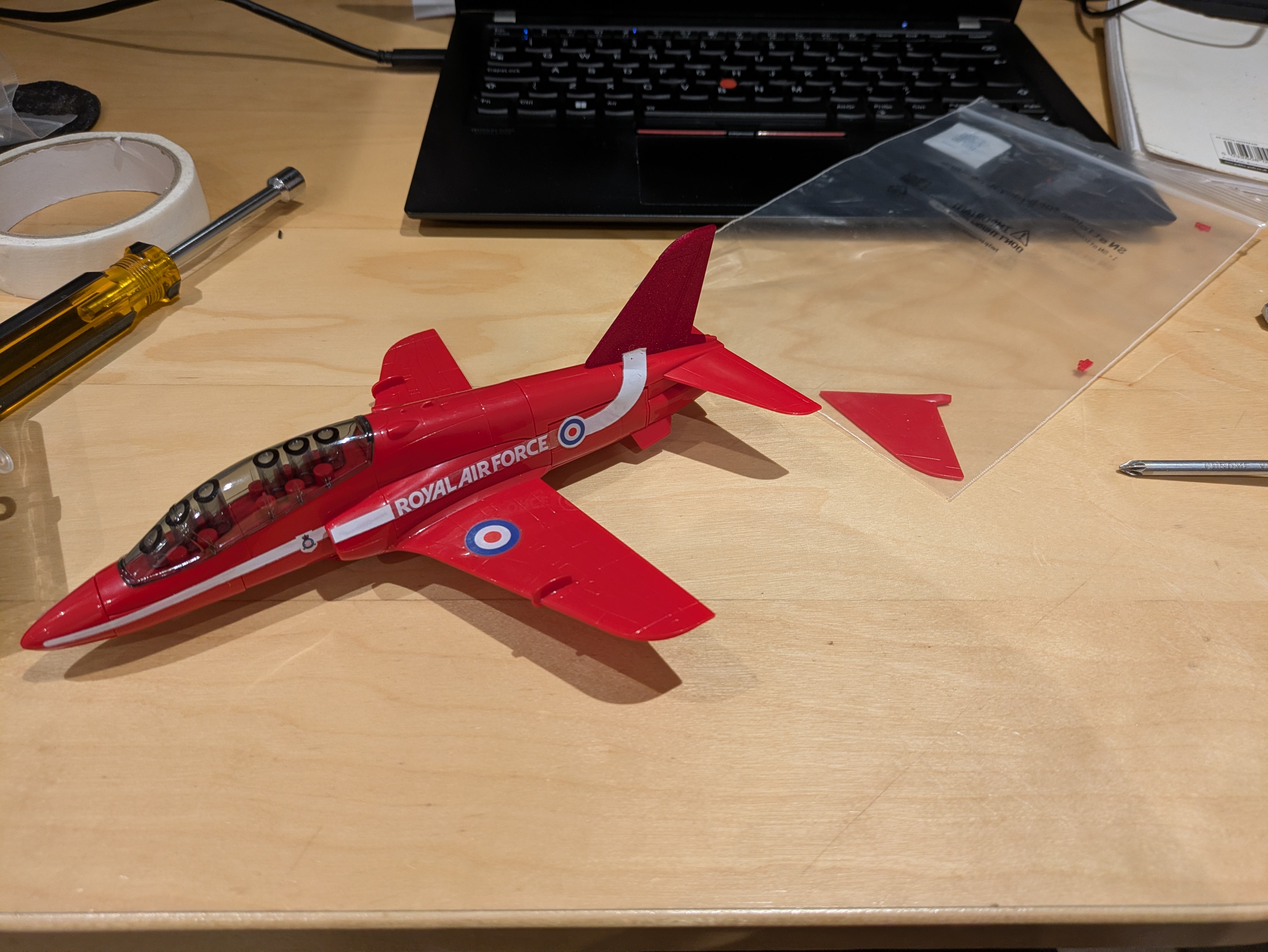 Replacement tail for AirFix Red Arrows Hawk