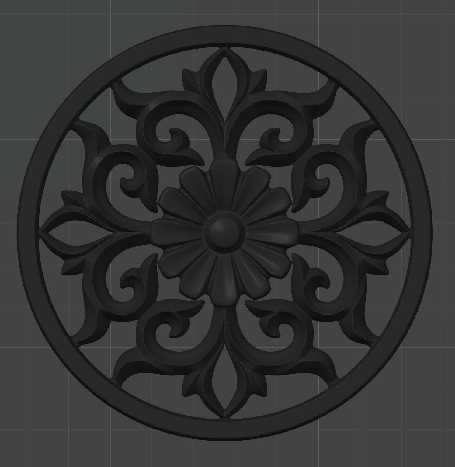 Round ornate decor with a flower