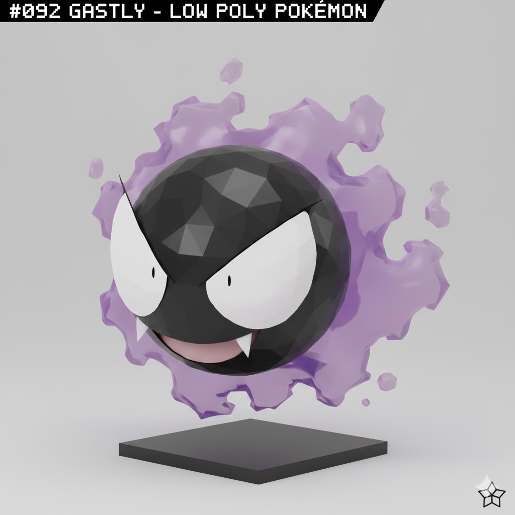 #092 Gastly – Low Poly Pokémon
