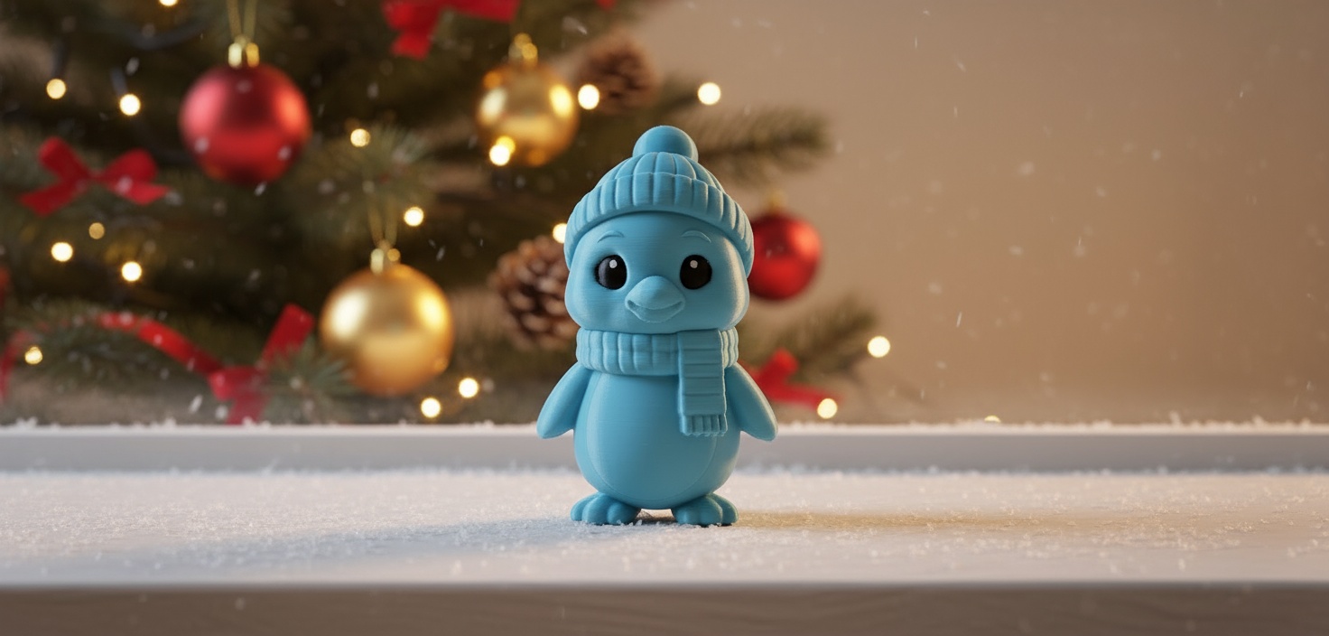 Penguin with Bobble Hat and Scarf Holiday Figure