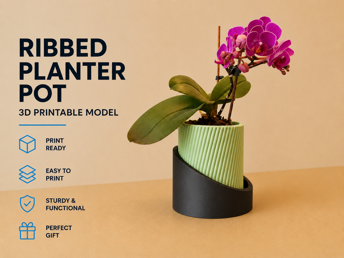 Ribbed planter pot
