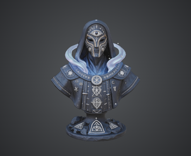 Mystic Oracle Mask Bust – Arcane Seer with Third Eye Mask