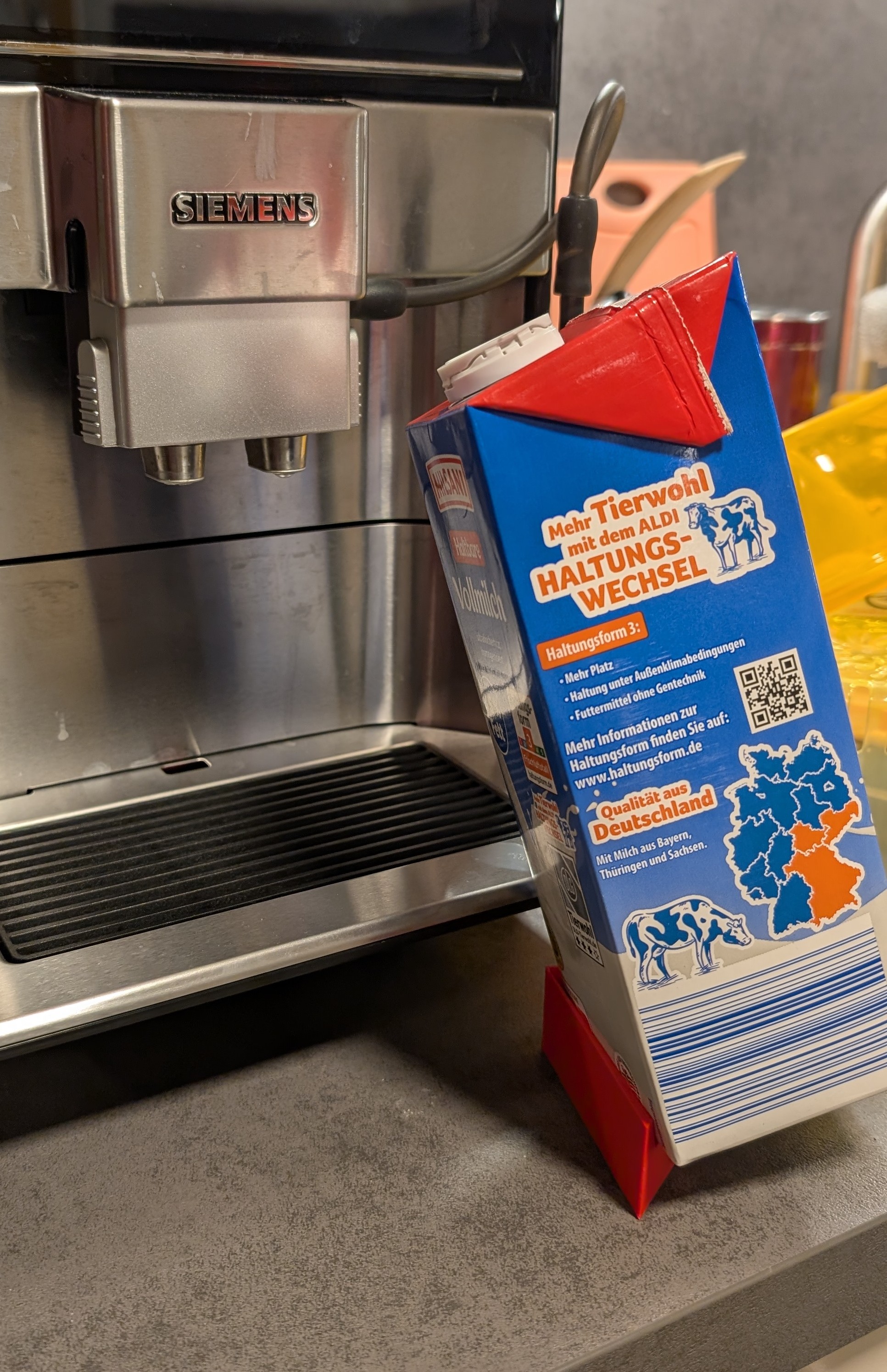 Milk box angled holder (useful for cofee machines with a hose) 3D model by innercube