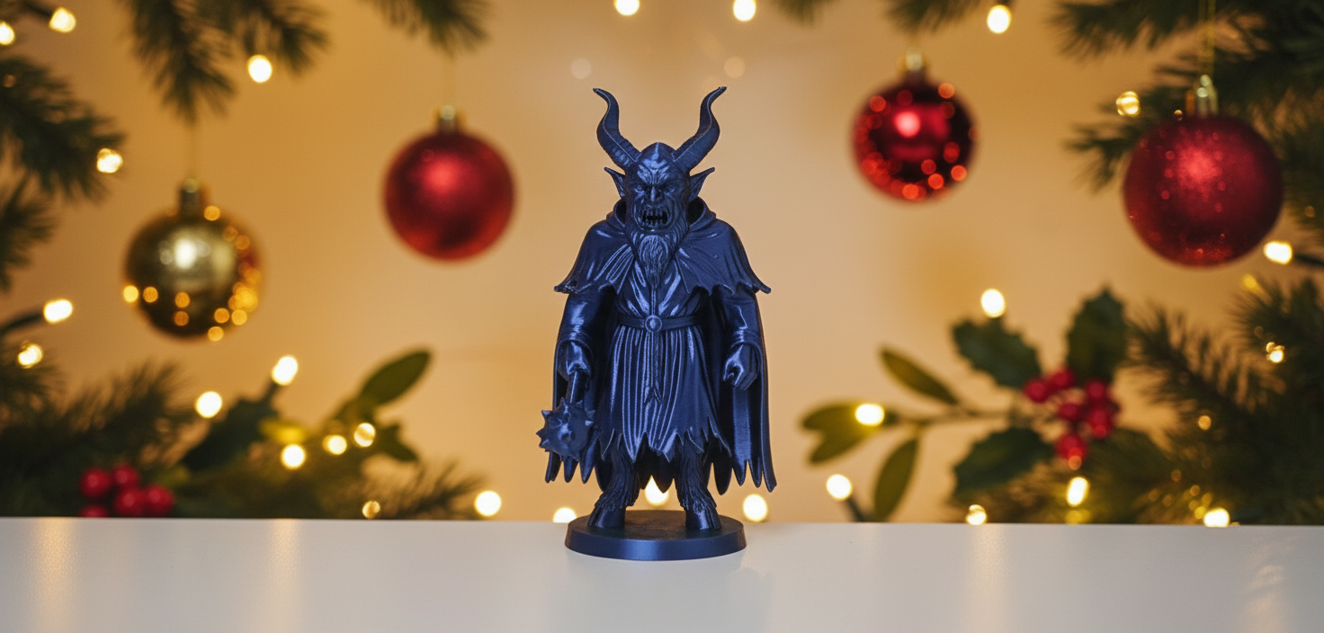 Cloaked Krampus with Mace Holiday Figurine