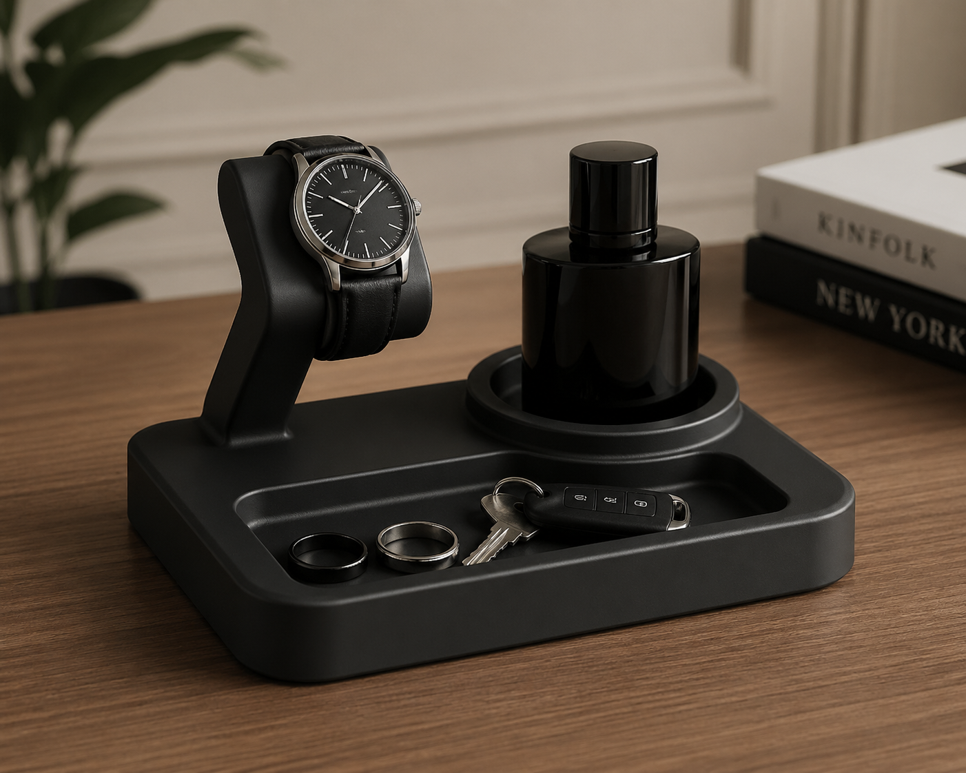 Men’s EDC Organizer Tray Watch Holder Key Storage Station
