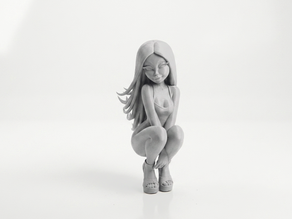 Squatting Lady Figurine Female Figure 3D Printable