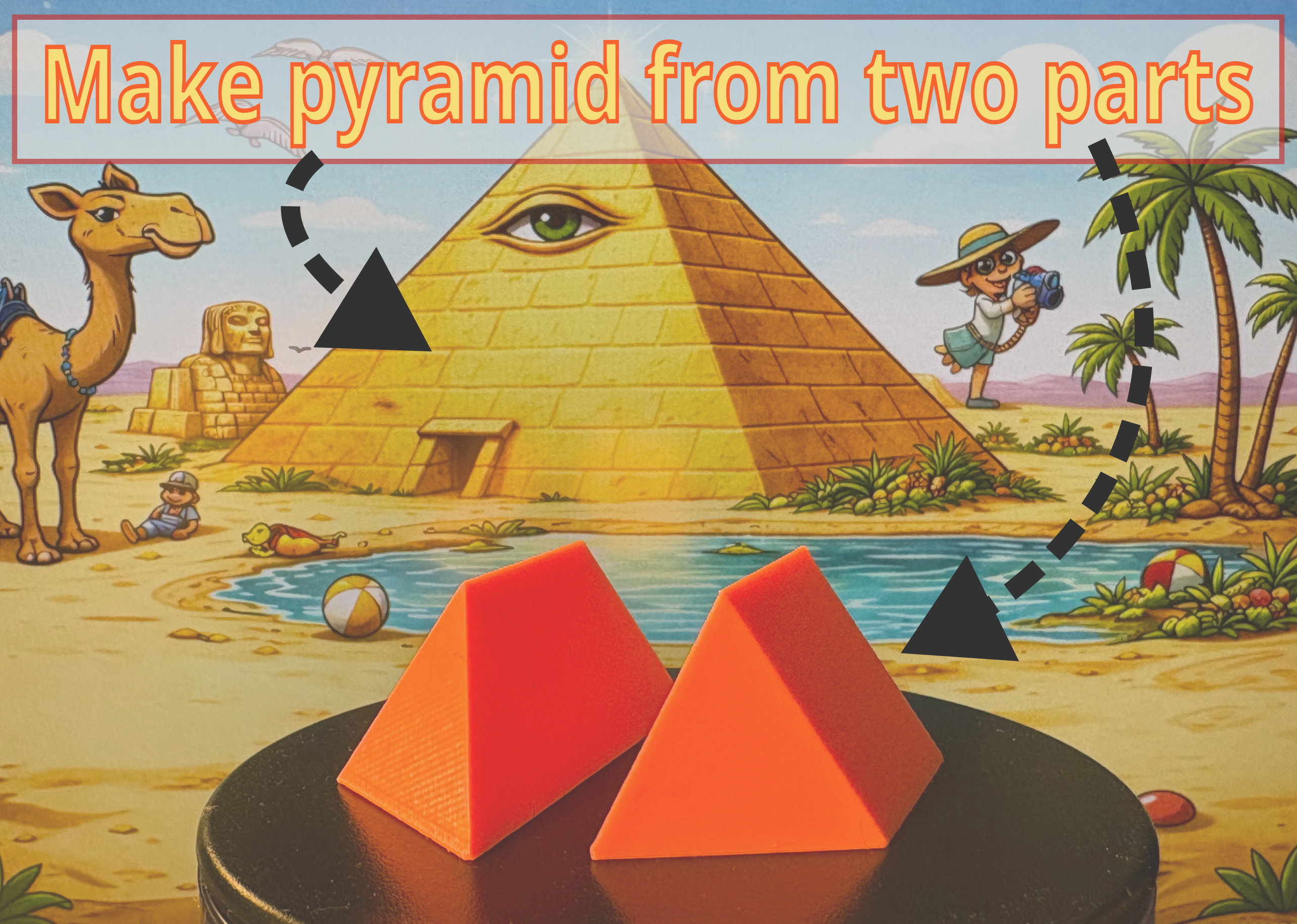 Make pyramid from two parts puzzle