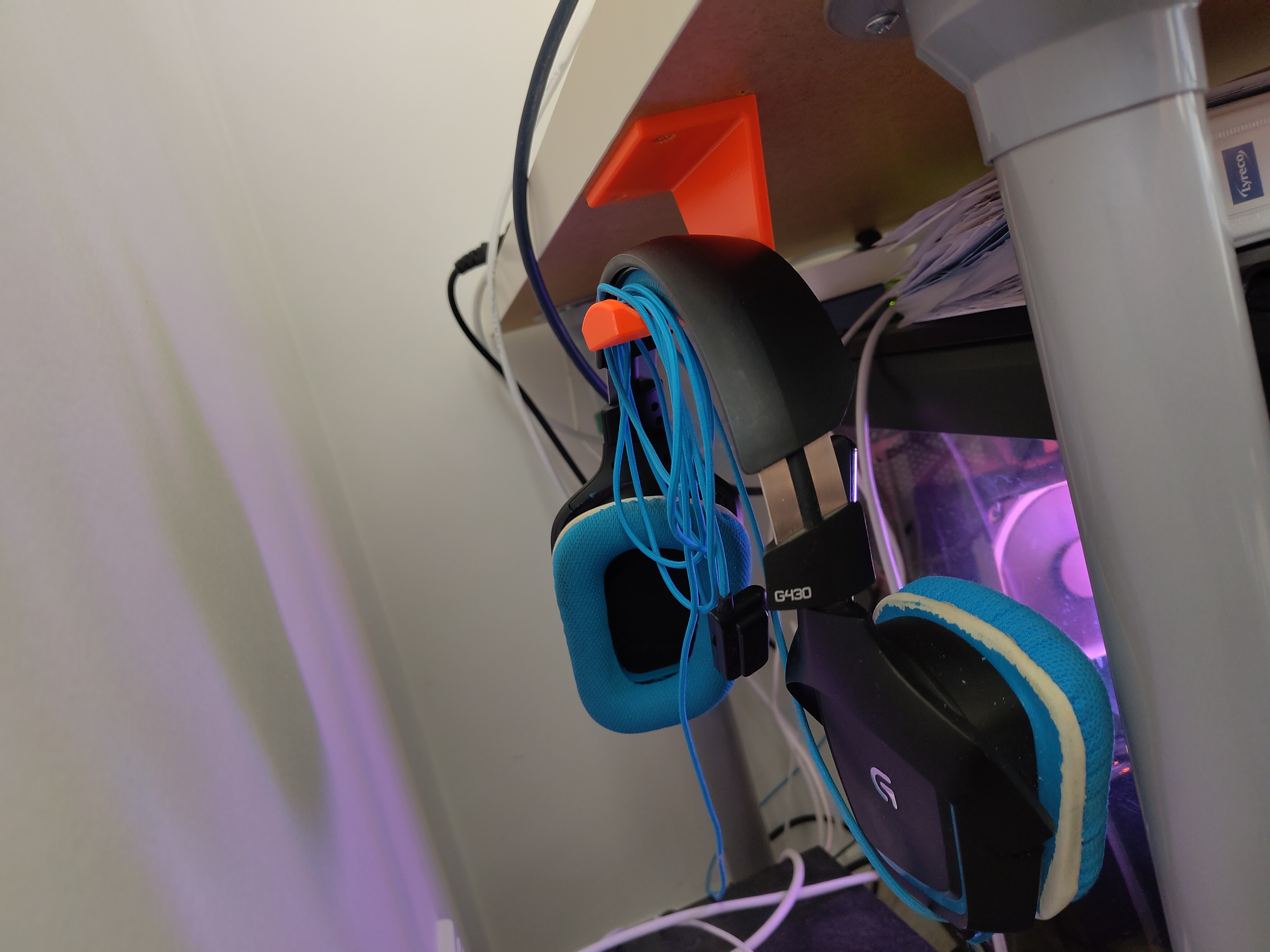 Under desk headphone hook