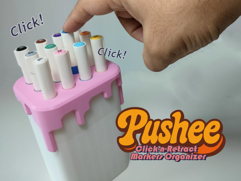 Pushee: Click-n-Retract Markers Organizer