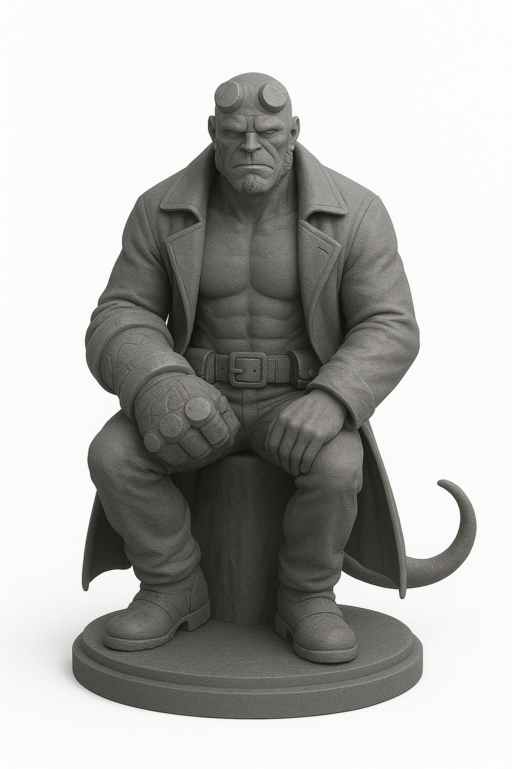 sitting Hellboy