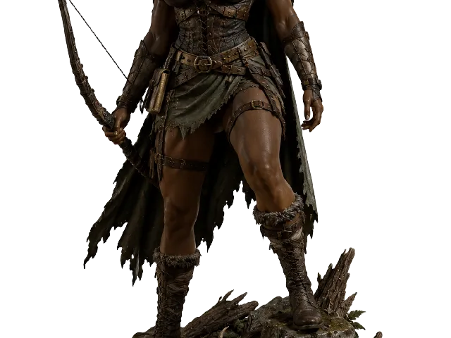 Wild Huntress – Fantasy Archer Statue on Forest Base