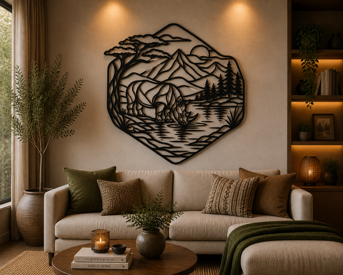 Rhino Nature Landscape 2D Wall Art