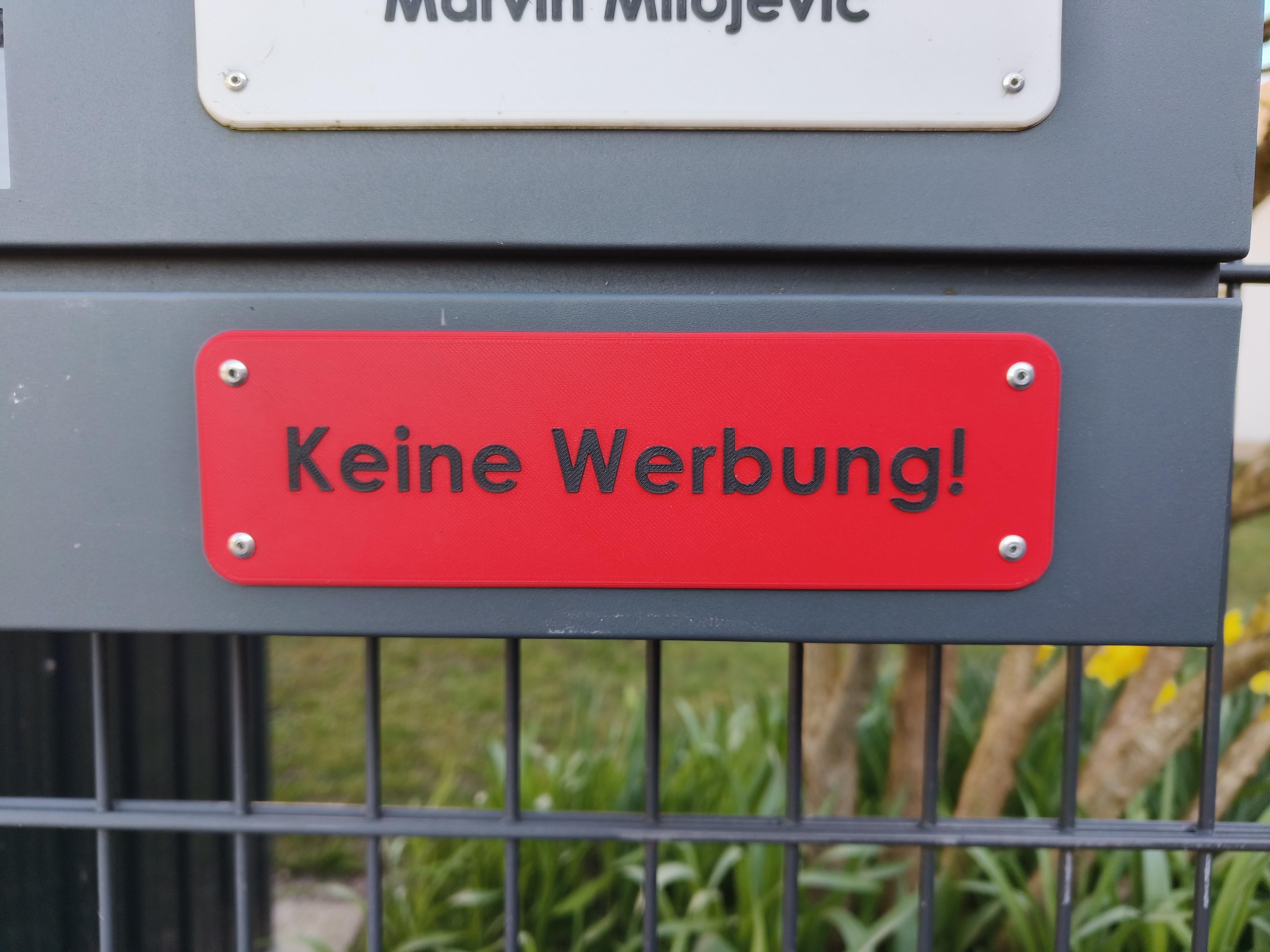 Briefkastenschild – Keine Werbung (Deutsch)