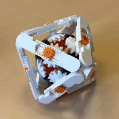 Transforming cube/octahedron geared mechanism