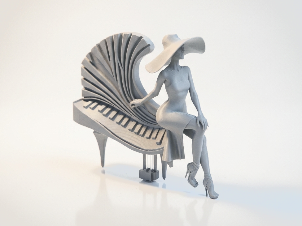 Piano Lady Figurine Female Music 3D Printable