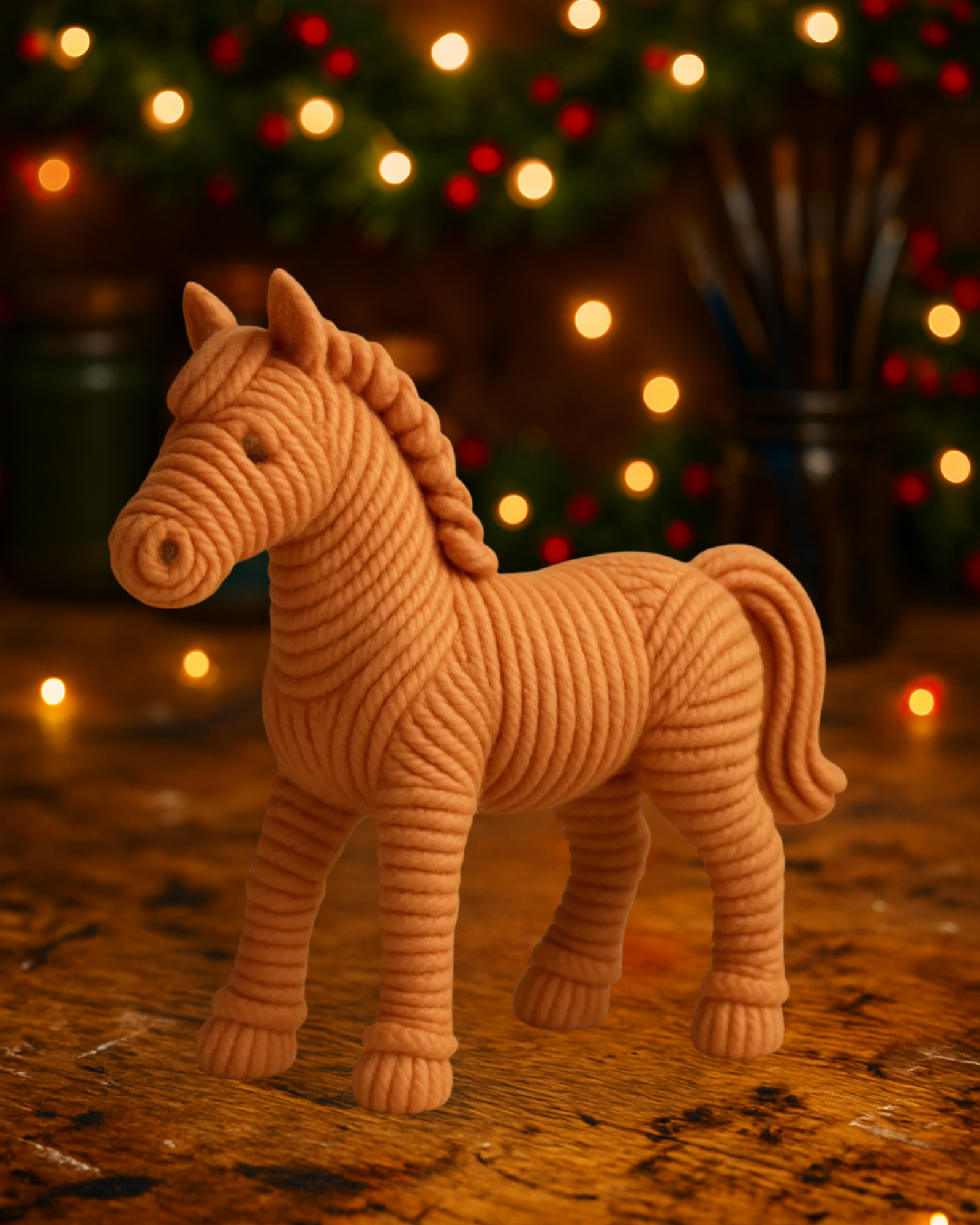 Stylized Rope Horse Figurine – Cute 3D Art