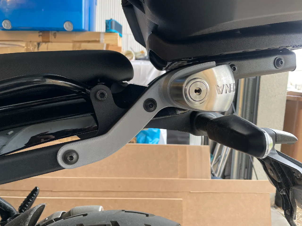 Xena XX14 disc lock support for Royal Enfield Guerrilla by GanJ