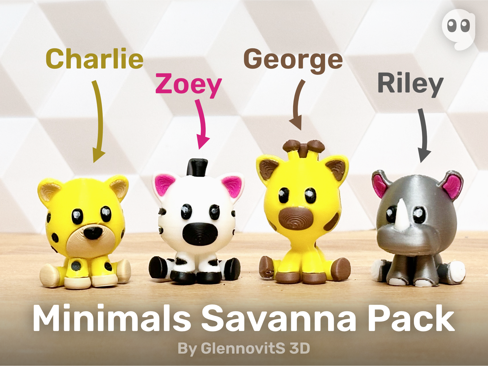 Minimals Savanna Pack (zebra giraffe cheetah rhino)