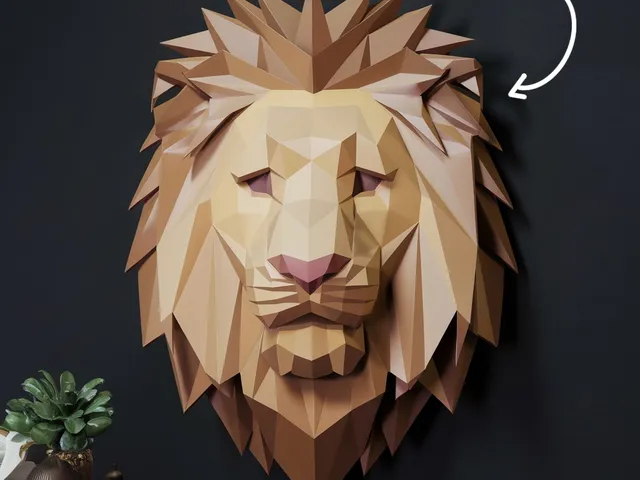 Low Poly lion wall art