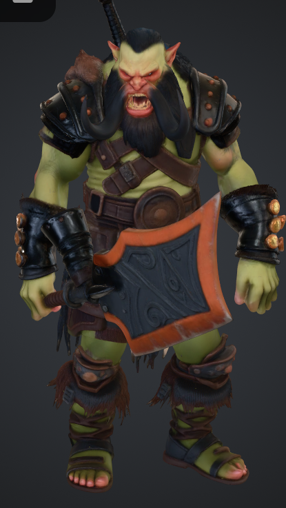 Orc mit grossen zähnen und schwert