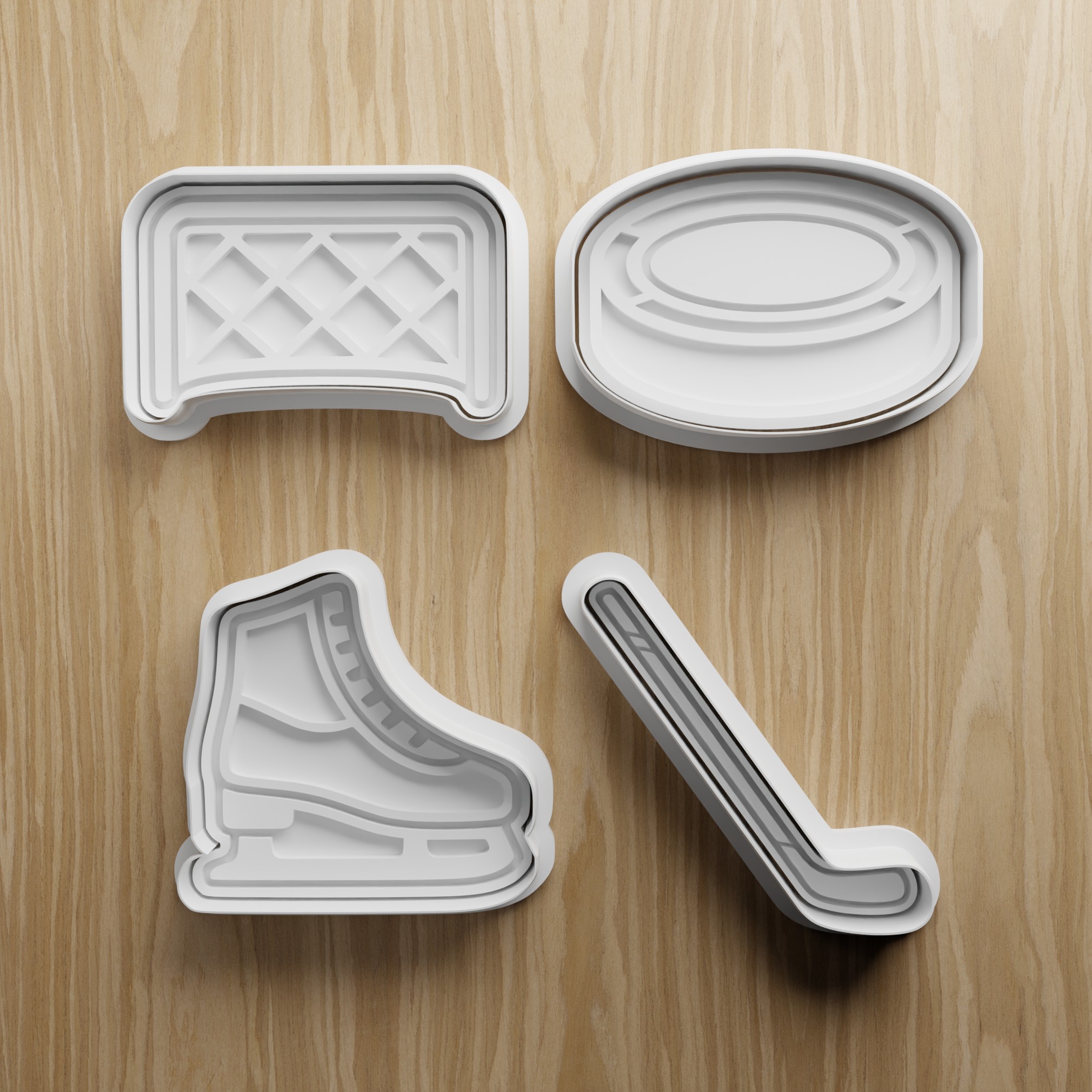 Hockey Cookie Cutter STL Bundle | Skate Stick Puck Goal Fondant Cutter Set | 3D Printable