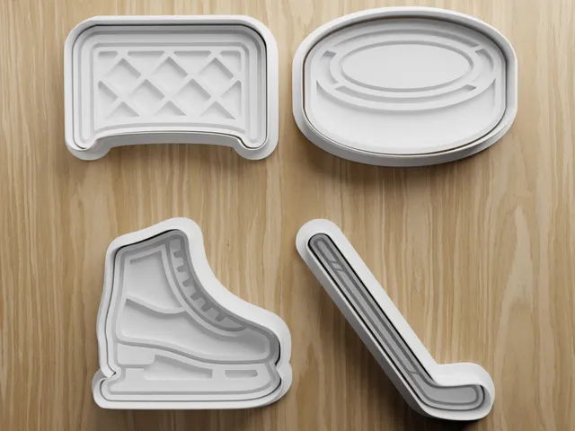 Hockey Cookie Cutter STL Bundle | Skate Stick Puck Goal Fondant Cutter Set | 3D Printable