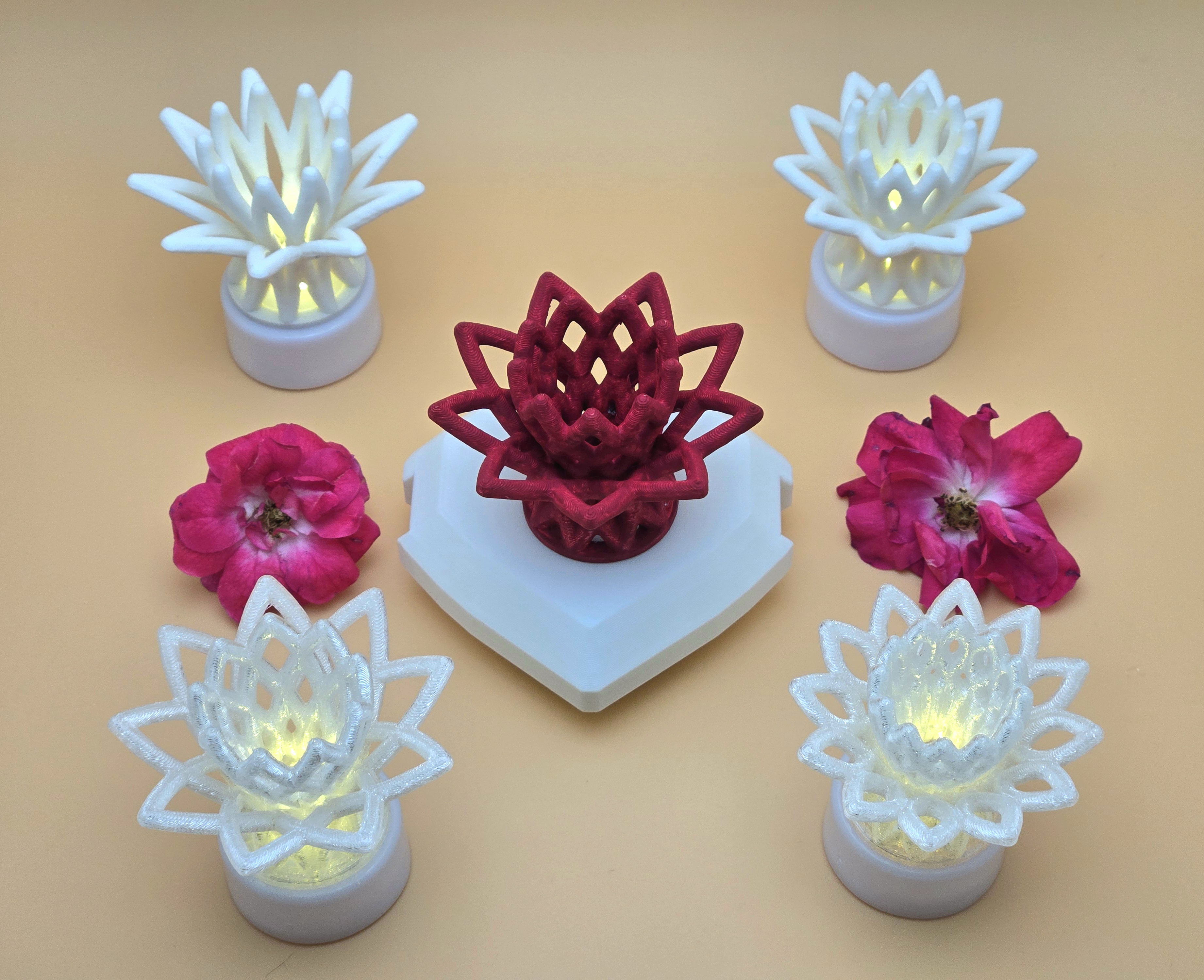 Geometric Flower Tea Light Topper Cover Set - Romantic Ambiance and Decor