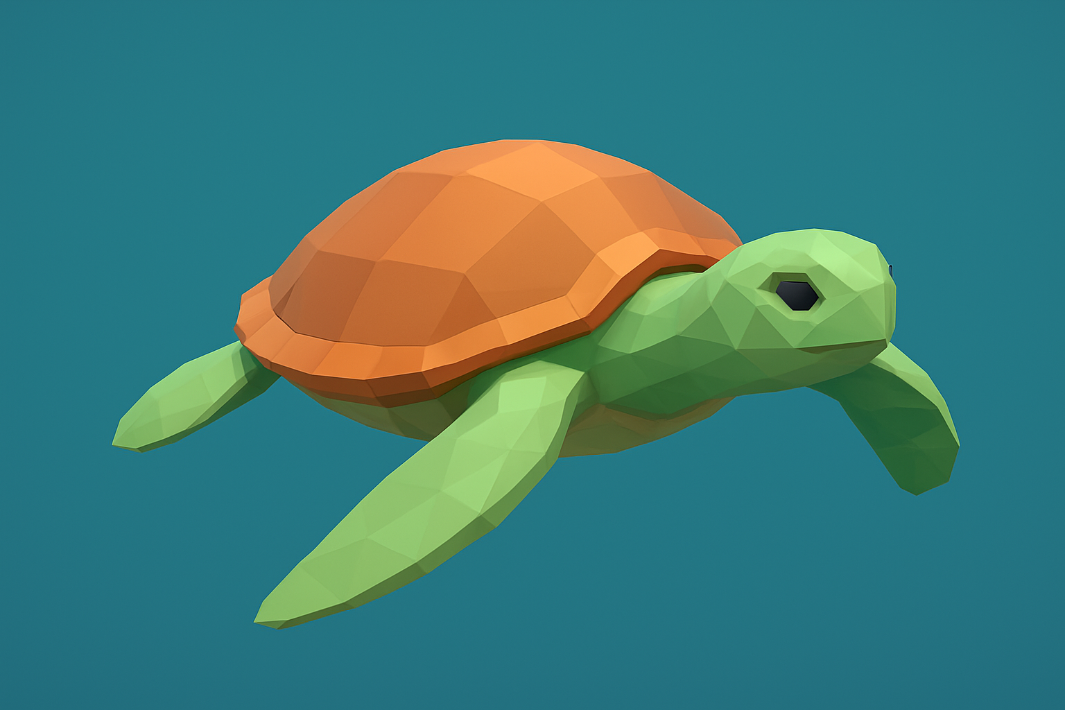 Low poly turtle swimming