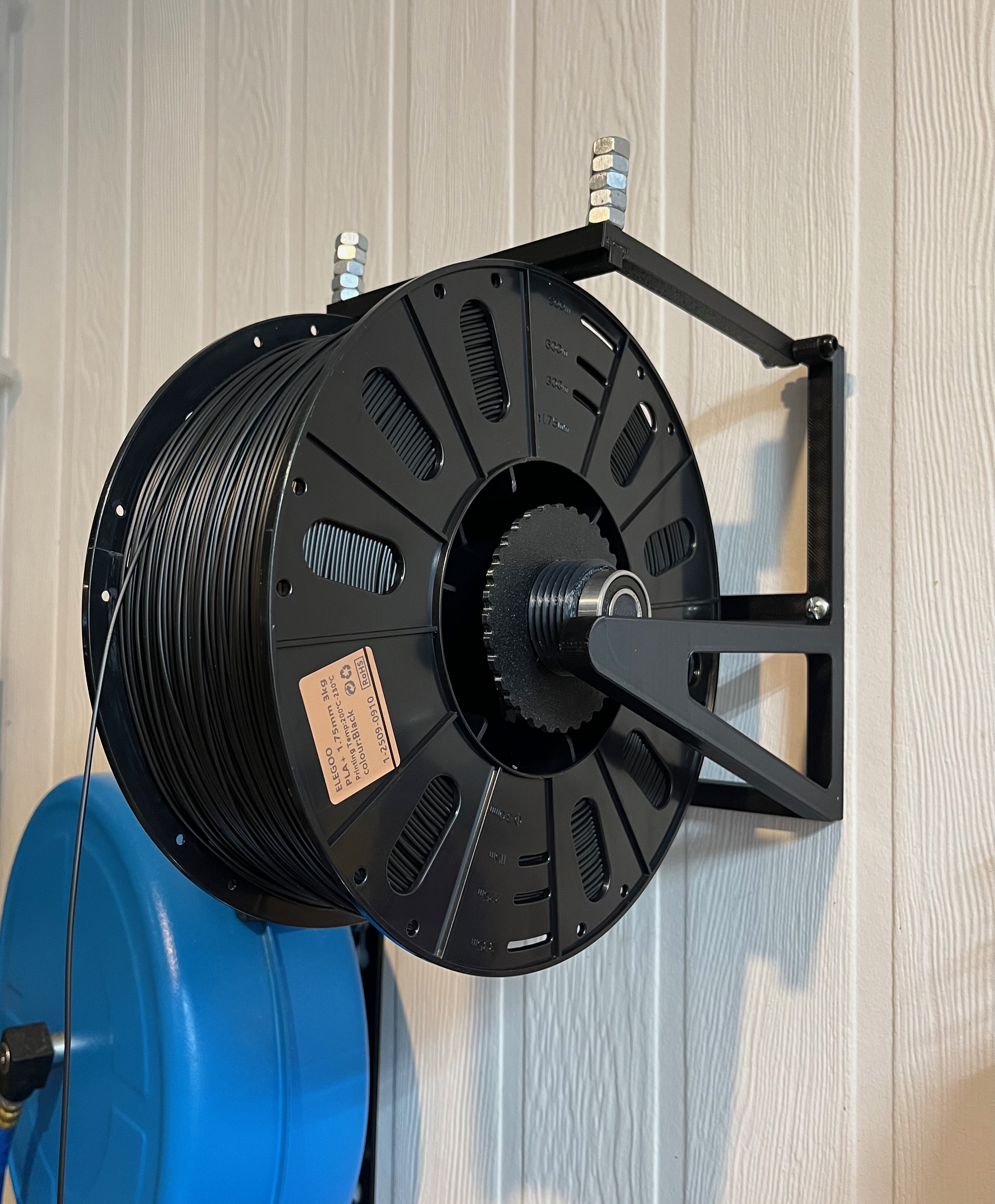 Large spool holder - wall mount, friction brake