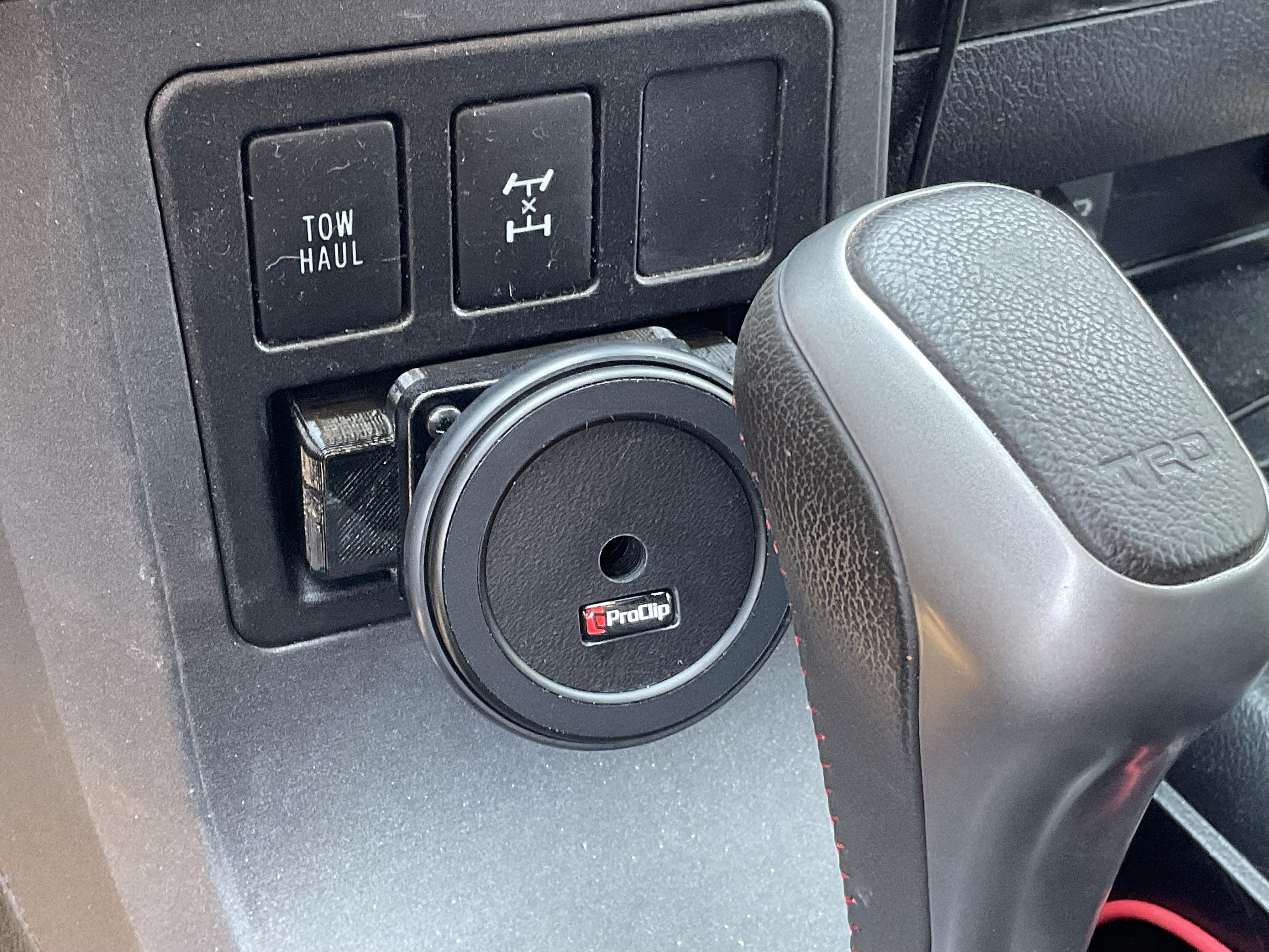 ProClip base for phone holder in Toyta Sequoia niche behind shifter
