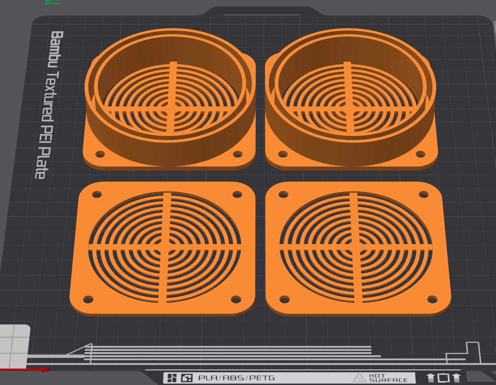 81mm ID x 85mm OD tube ends for 80mm fan
