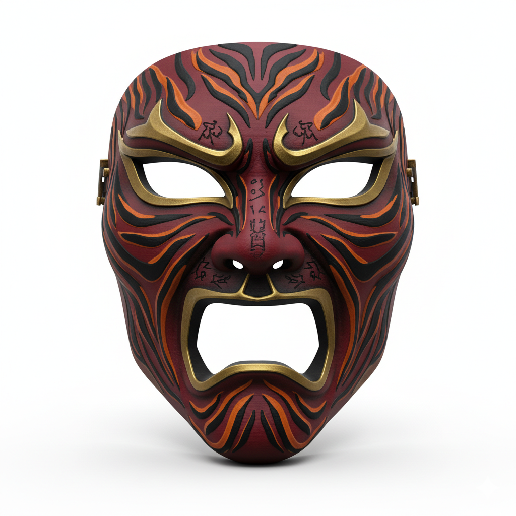 Crimson Tiger Warlord, mask, cosplay, wearable, costume, face, helmet