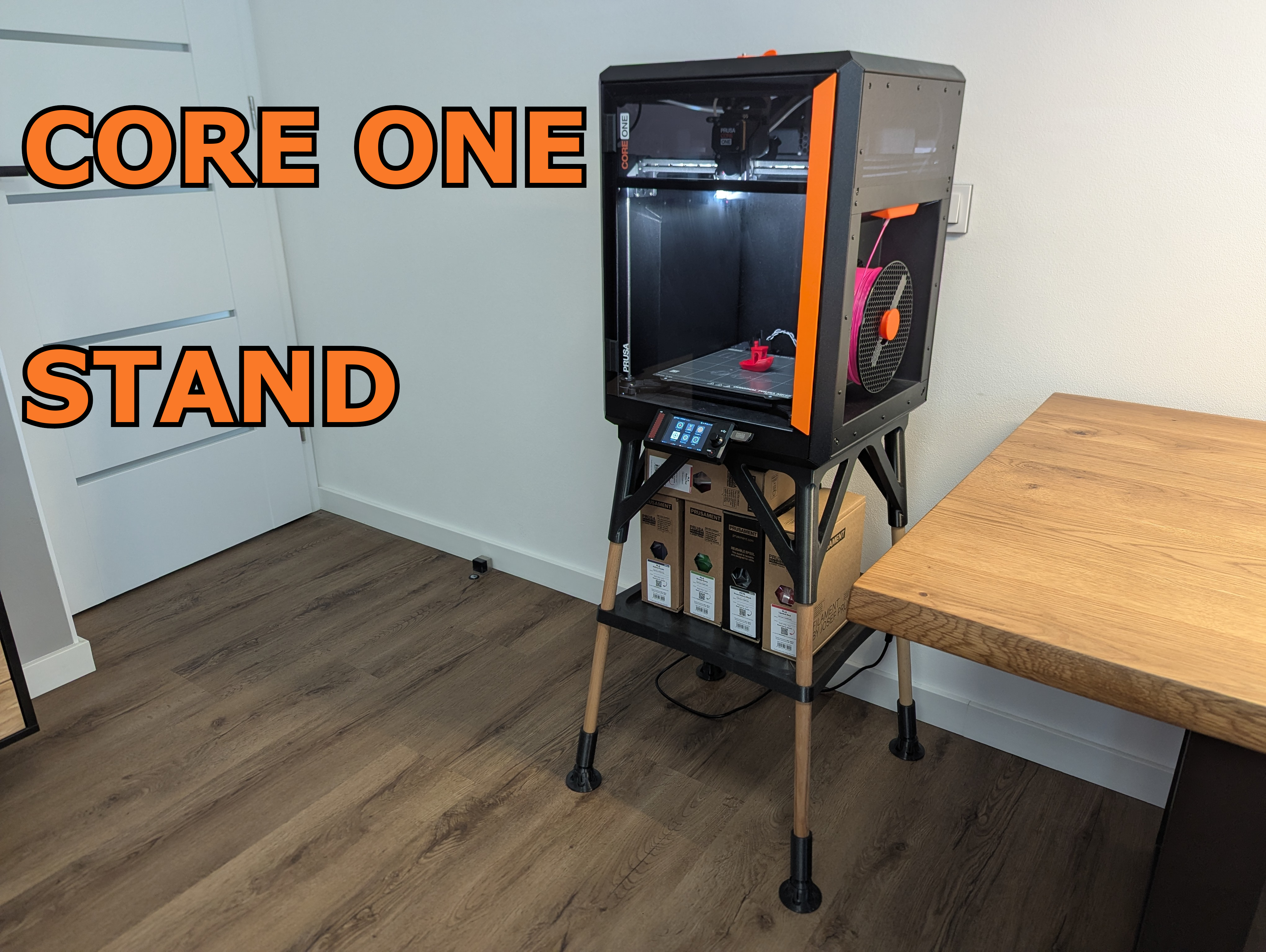 Prusa Core One Stand with Shelf - INDX ready