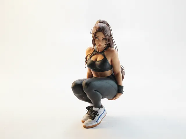 Squatting Lady Figurine Female Character 3D Printable
