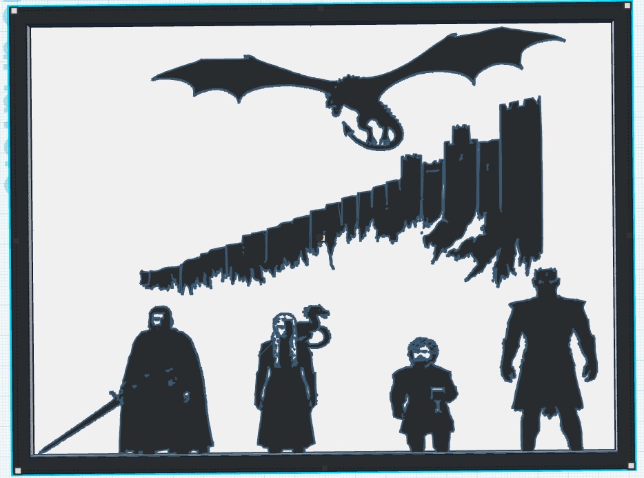 Game of Thrones Wall Plaque – Jon Snow, Daenerys, Tyrion & Night King Silhouettes 15x20cm