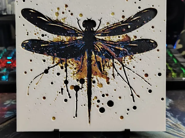 Dragonfly Paint Splatter v2 Hueforge