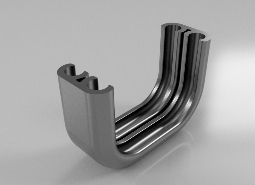 U-Shaped Holder for 2× Ø4 mm Tubes – 180° Bend