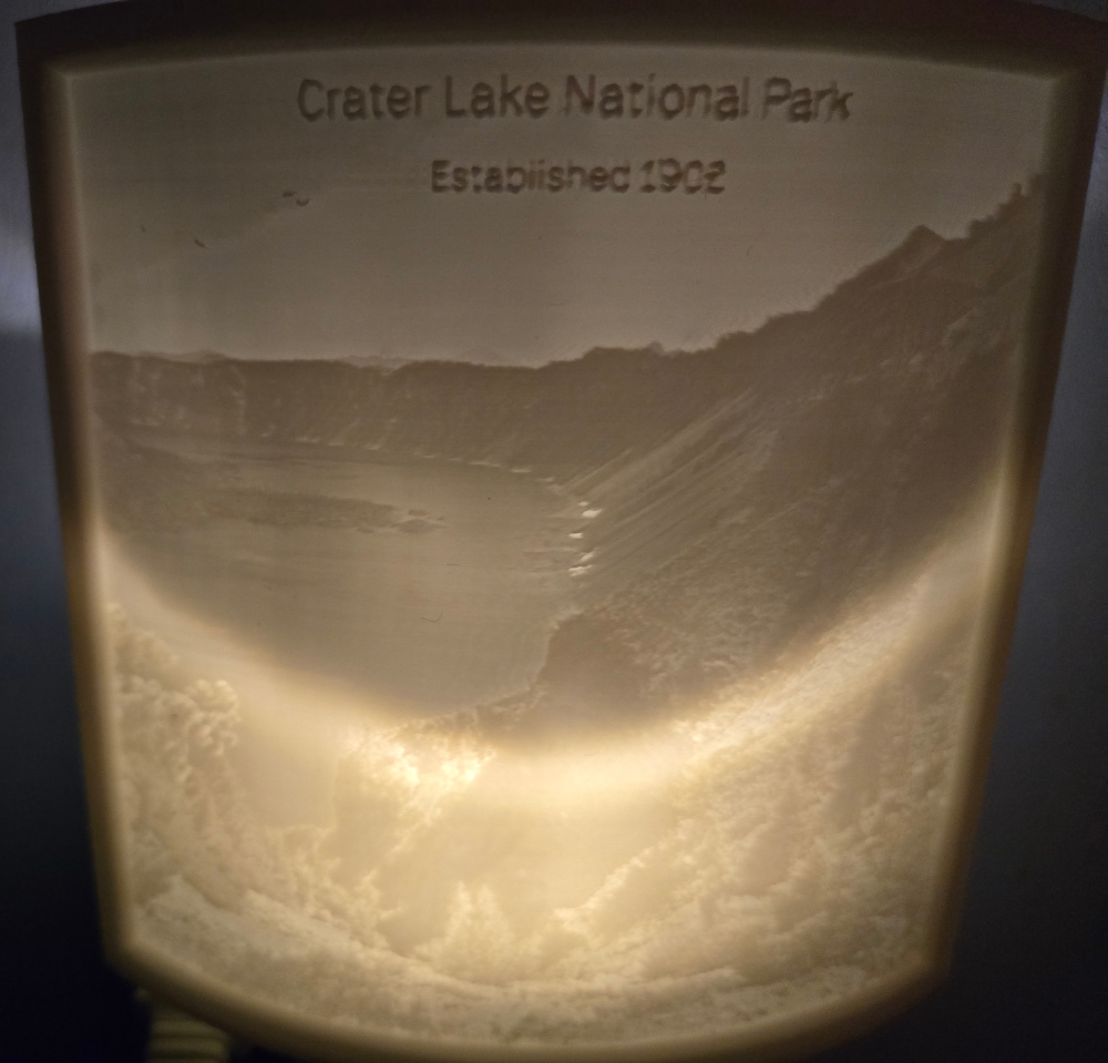 Crater Lake Nightlight Lithophane 2