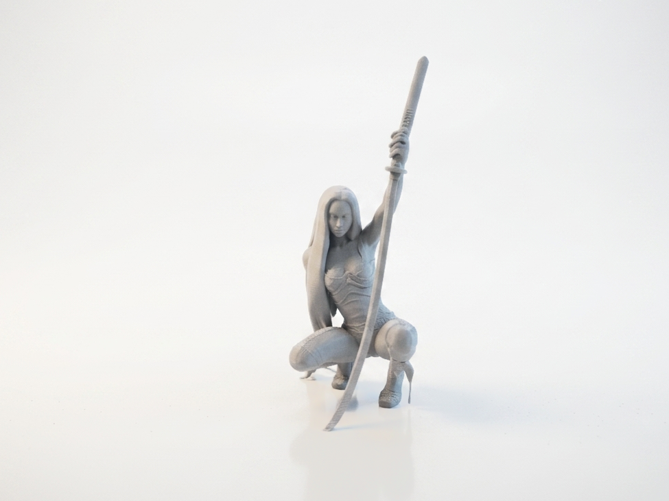 Lady With Long Sword Fantasy Figurine 3D Printable