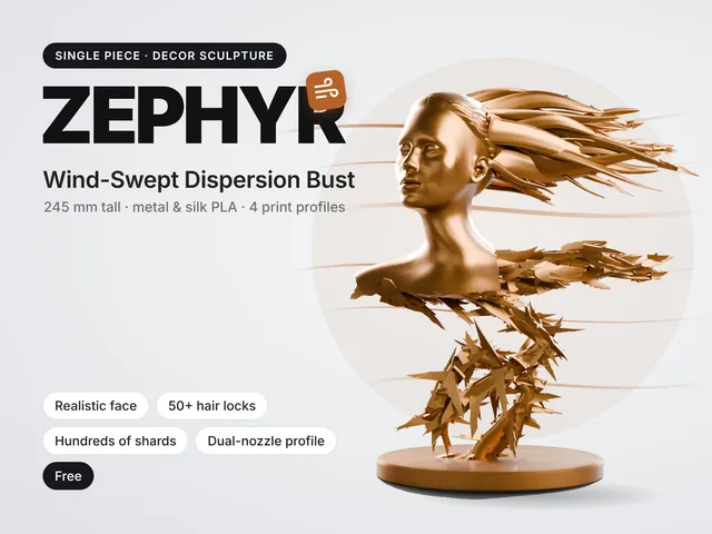 ZEPHYR - Wind-Swept Dispersion Bust Sculpture