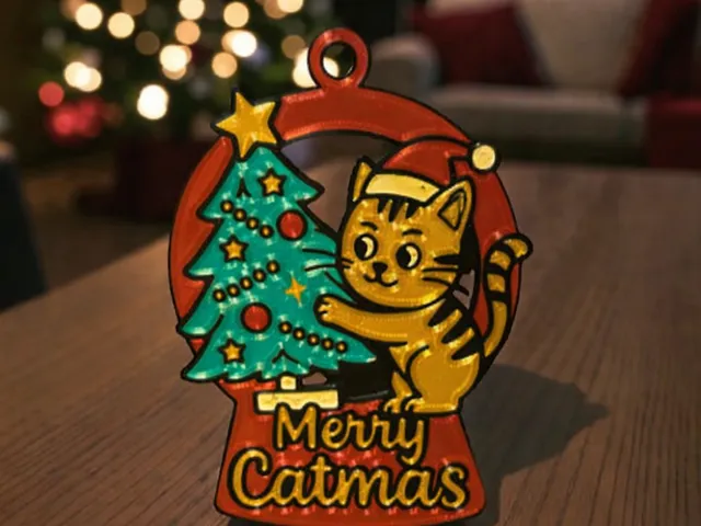 Festive Cat-themed Christmas Ornament