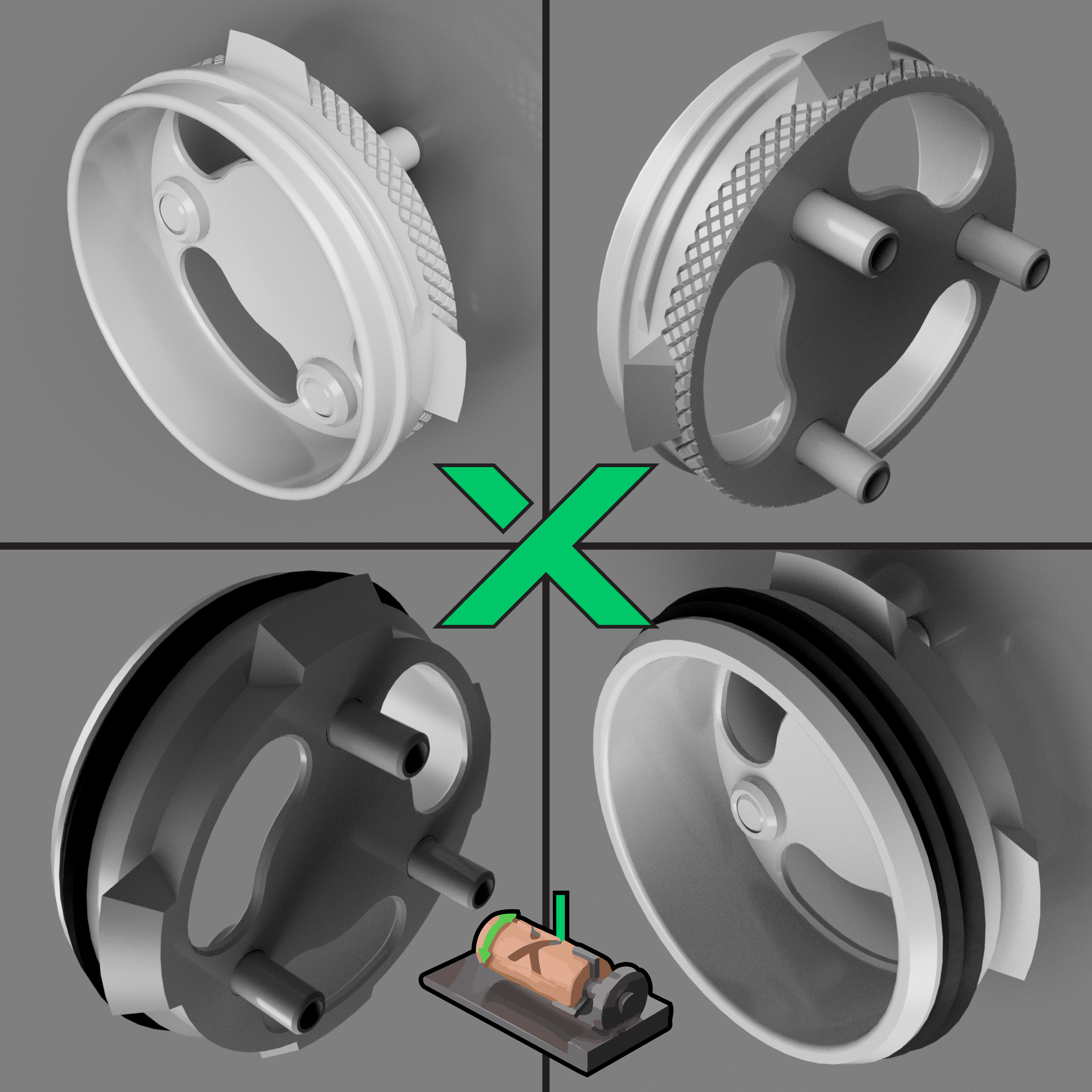 Parametric xTool RAX Rotary Drinkware Adapters (RA3 and RA2 with magnetic chuck jaws)