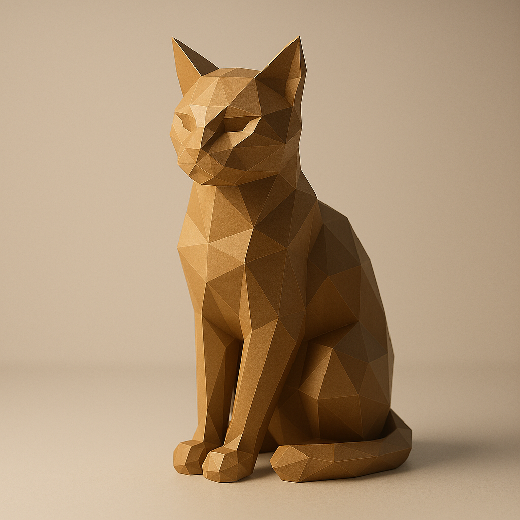 Stylish Low Poly Cat Sculpture (No Supports)